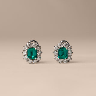 Orecchini Oro Bianco Smeraldi e Diamanti Recarlo